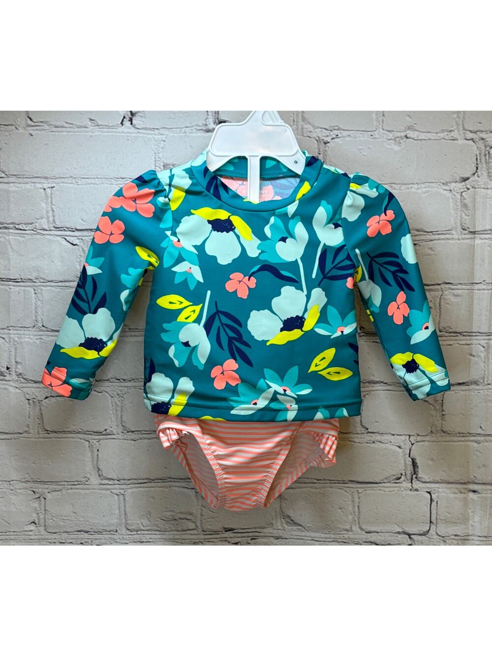Carter’s Simple Joys Floral Long Sleeve 2pc Swimsuit (Size 3-6M)
